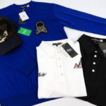 ダンスウィズドラゴン(DANCE WITH DRAGON）のゴルフウェアの買取りです。詳細は、セーター（青：スカルロゴ）とキャップ（カモフラ＆スカル）と半袖ポロシャツ（白）と半袖ポロシャツ（黒）です。